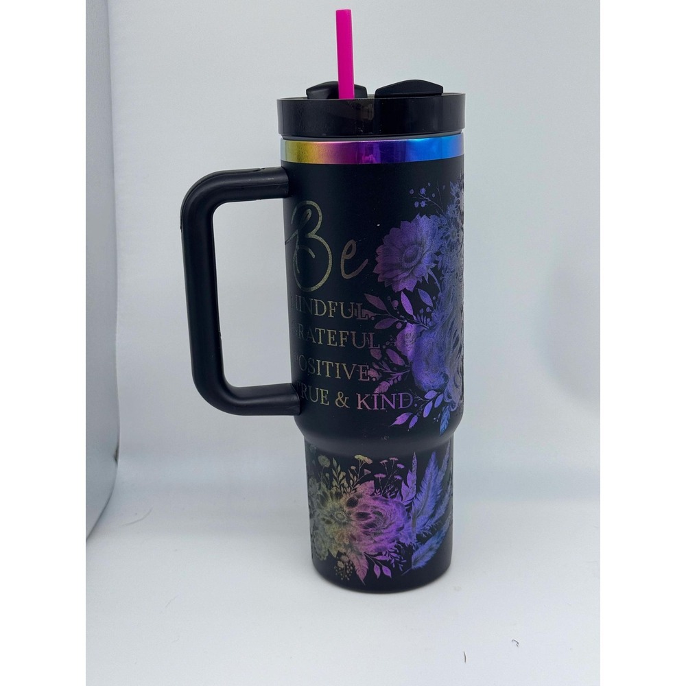 20 oz‎ BE KIND Rainbow Grid Tumbler - Hand-Designed Inspirational Drinkware